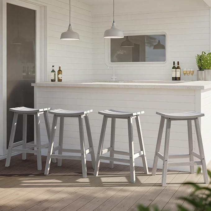Ciokea 2 Set 29" Outdoor Bar Stools Heavy Duty HDPE Outdoor Stools Waterproof - Image 7