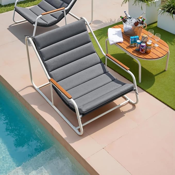 Devoko 3-Piece Patio Furniture Set 2 All-Weather Teslin Chaise Lounge Chairs - Image 2