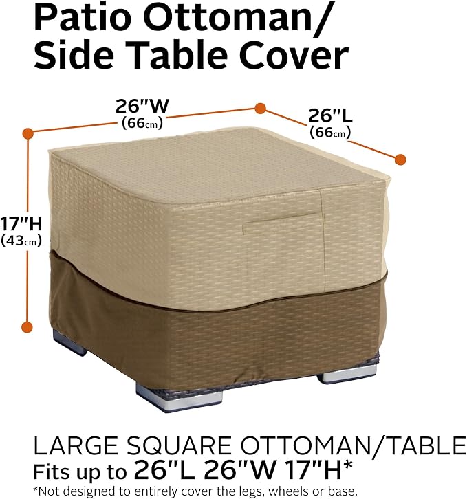 Classic Accessories Veranda Water-Resistant 26 Inch Square Patio Ottoman/Side - Image 3