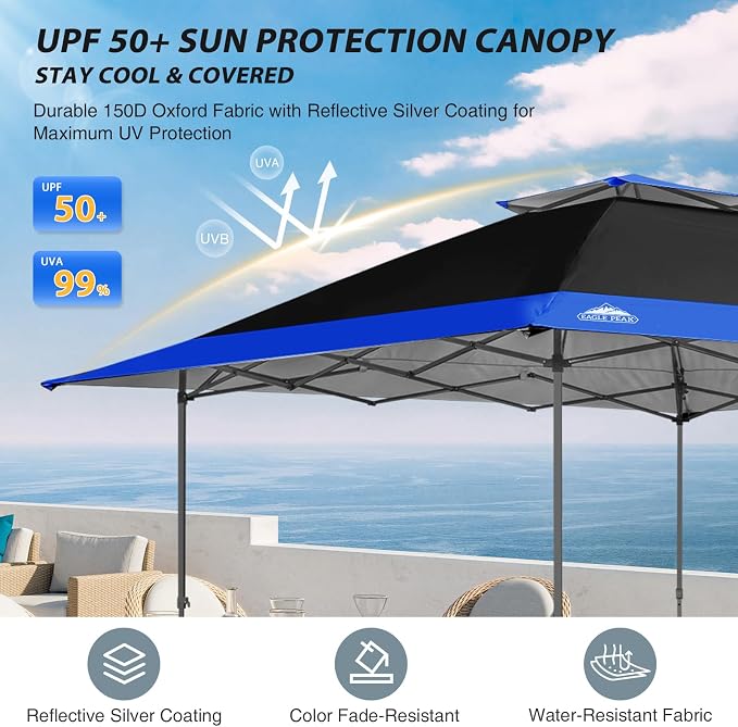 EAGLE PEAK 13x13 Straight Leg Pop Up Canopy Tent Instant Outdoor Canopy Easy - Image 4