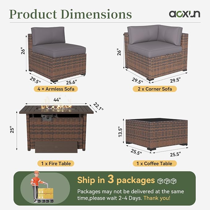 Aoxun 8 Piece Patio Furniture Set - Image 9