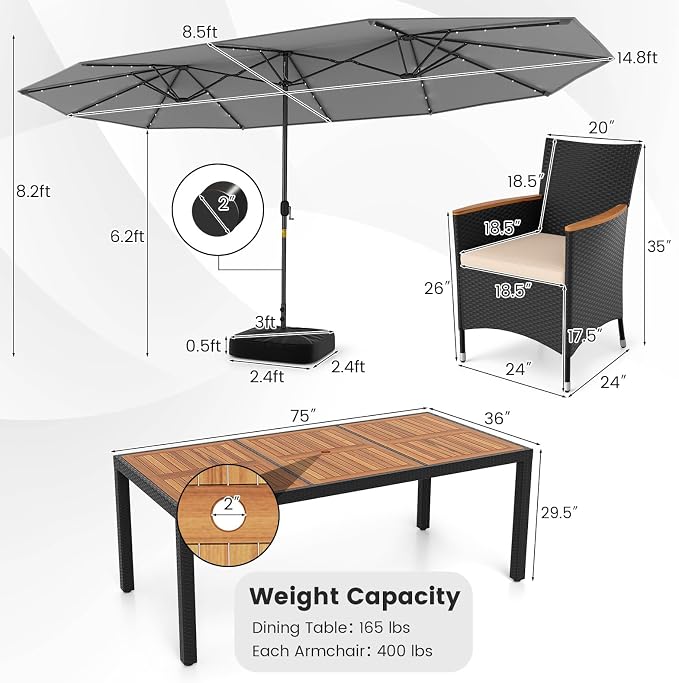 Tangkula 11 Pieces Patio Dining Set - Image 5