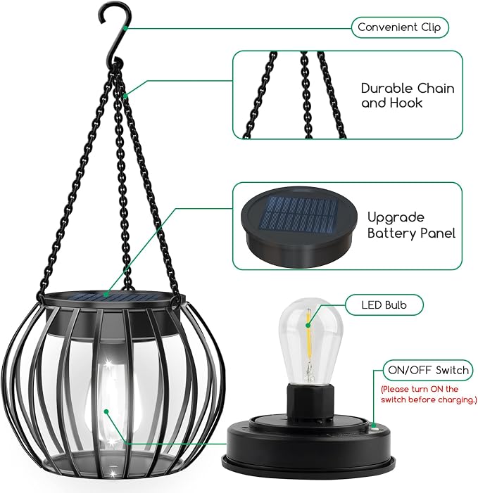 UBright Solar Powered Lights Outdoor Waterproof Hanging Lights - Image 3