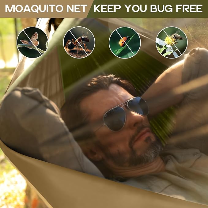 Camping Hammock Mosquito Net, Double & Single Portable Hammocks Hammocks - Image 3