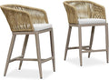 PURPLE LEAF Counter Height Bar Stool Set of 2 Woven Rattan Counter Stool Bar by PURPLELEAF