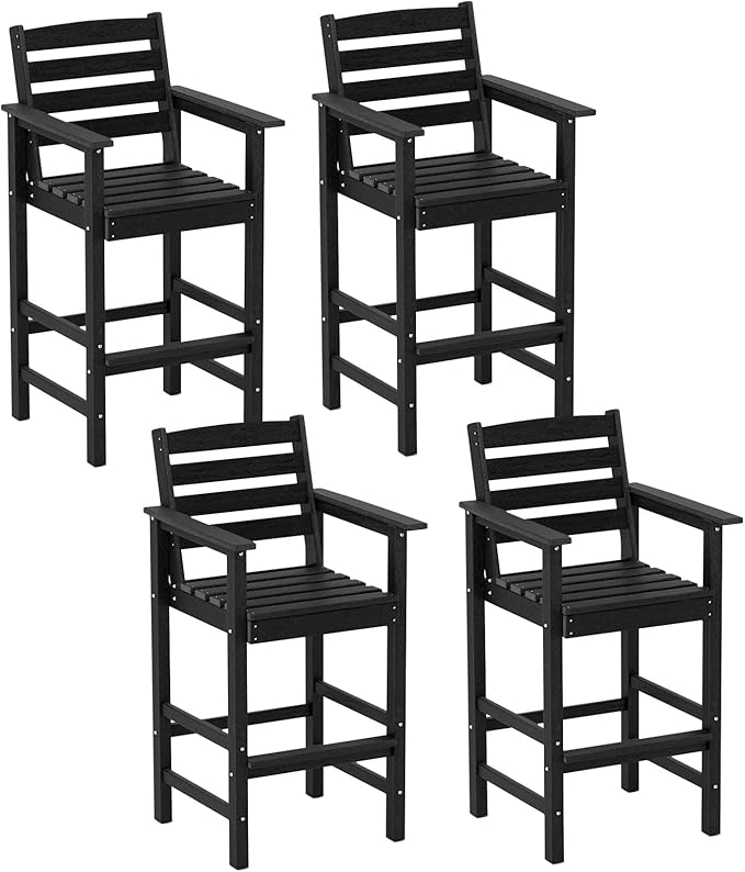 Tangkula Patio Adirondack Chairs Set of 4, HDPE Bar Height Chair by TANGKULA