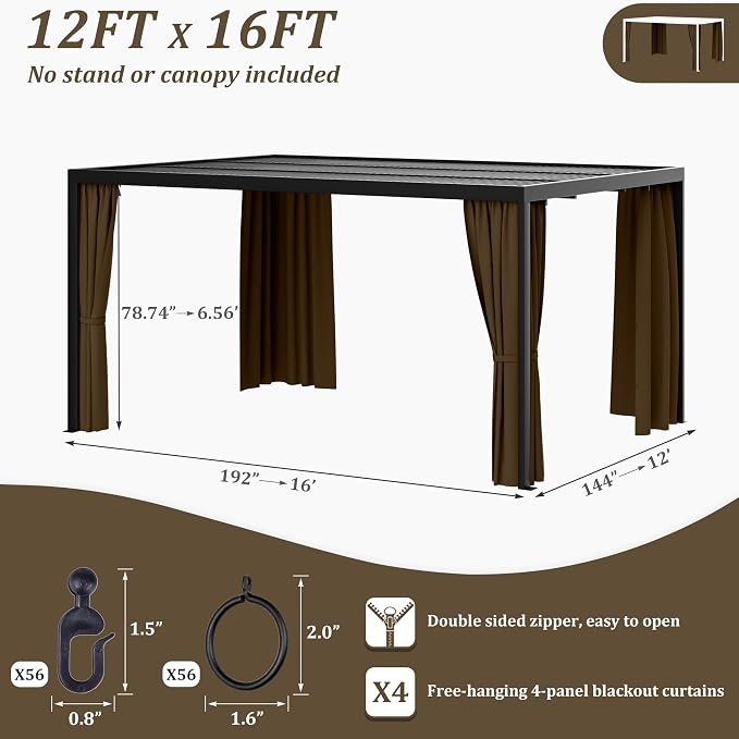 Gazebo Universal Replacement Privacy Curtain, 4-Panels Sidewall Curtains - Image 2