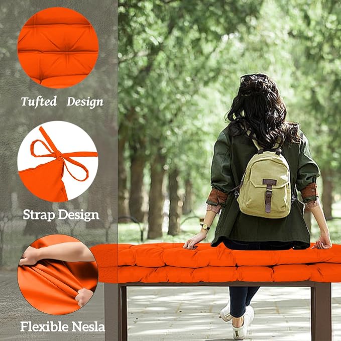 Outside Benches Cushion with Backrest, Thicken Waterproof Swing Cushions 2/3 - Image 4
