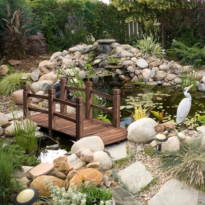 S AFSTAR Garden Bridge, 5FT Wooden Arc Footbridge - Image 2