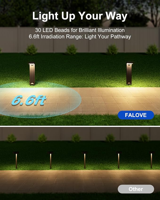 6 Pack Solar Powered Pathway Lights Outdoor Waterproof 30 LED Bright Walkway - Image 3
