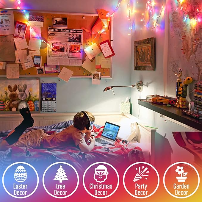 JMEXSUSS 300 LED Multicolor Christmas Tree Lights 8 Modes Colored String Lights - Image 6