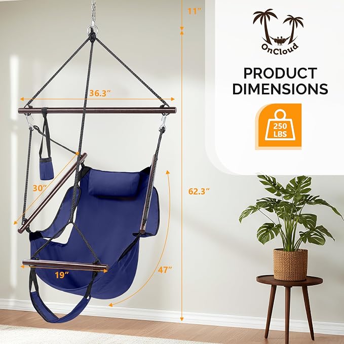 ONCLOUD Sky Chair, Deluxe Hanging Hammock Air Chair Swing Seat - Image 5