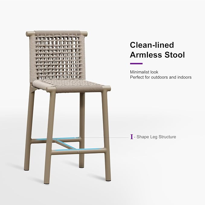 PURPLE LEAF Outdoor Counter Height Stools Set of 4 Aluminum Wicker Bar Stool - Image 8