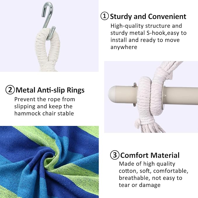 Hammock Chair Hanging Rope Swing, Topind Hanging Chair - Image 3