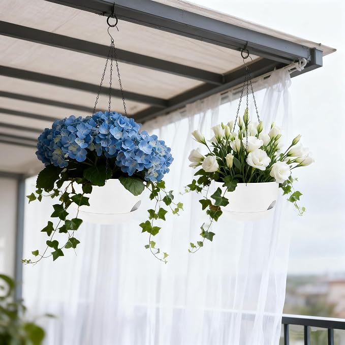 Set of 2-8 Inch Self Watering Hanging Planters - Image 8