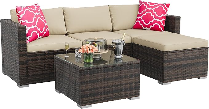 GAOMON 5-Piece All-Weather Patio Furniture Set, Convertible Outdoor Sectional by GAOMON