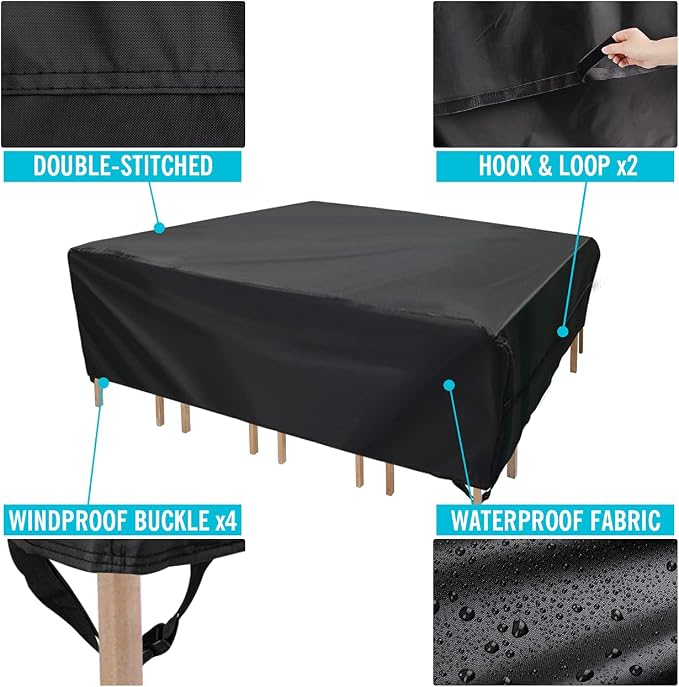 Velway Patio Furniture Cover Outdoor Waterproof Rectangular Patio Table Chair - Image 7