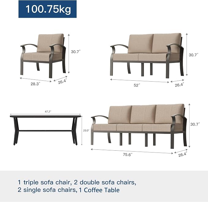 Kullavik Aluminum Patio Furniture Set - Image 4