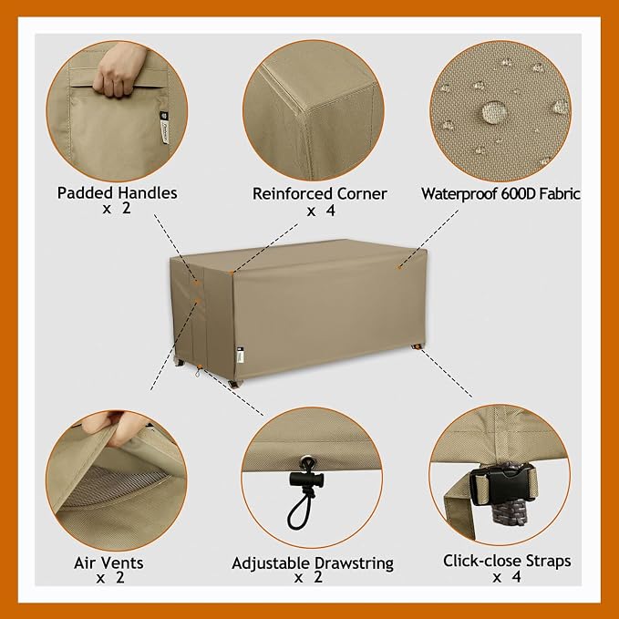 Patio Deck Box Cover, 63x30 Inch Fire Pit Covers - Image 2
