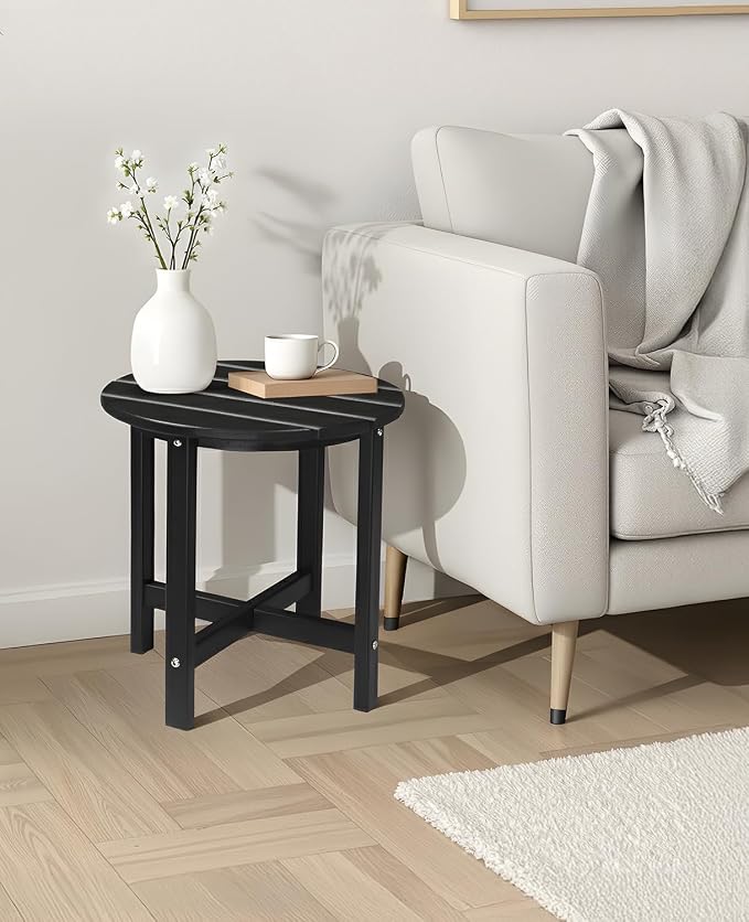 Outvita Adirondack Side Table, 18 Inch Round Outdoor End Table, HDPE Weather - Image 7