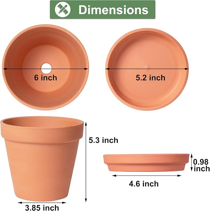 Orceler 6 inch Terracotta & Clay Pots - Image 2