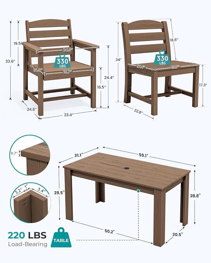 SERWALL Outdoor Dining Sets for 10, HDPE Dining Sets for 10 Person - Image 6