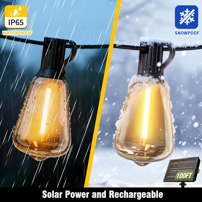 100FT Solar String Lights Outdoor Waterproof - Image 3
