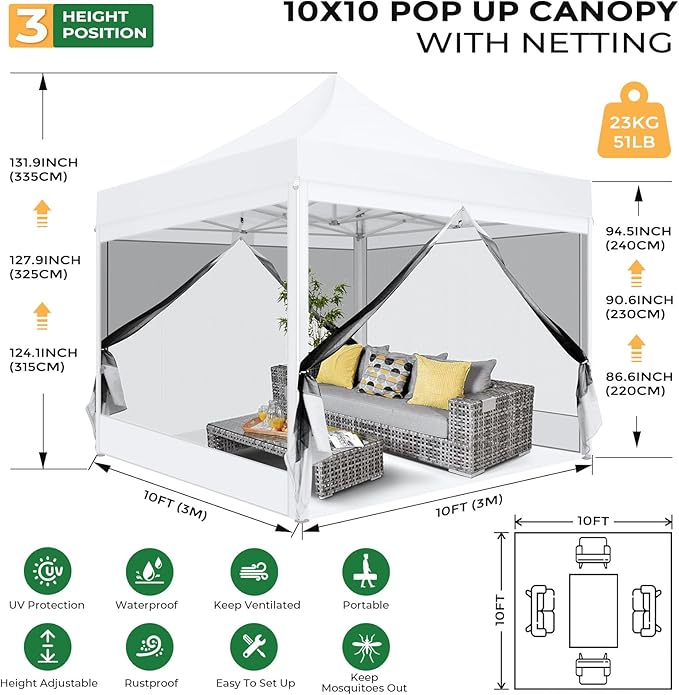COBIZI 10x10 Heavy Duty Pop Up Canopy - Image 2