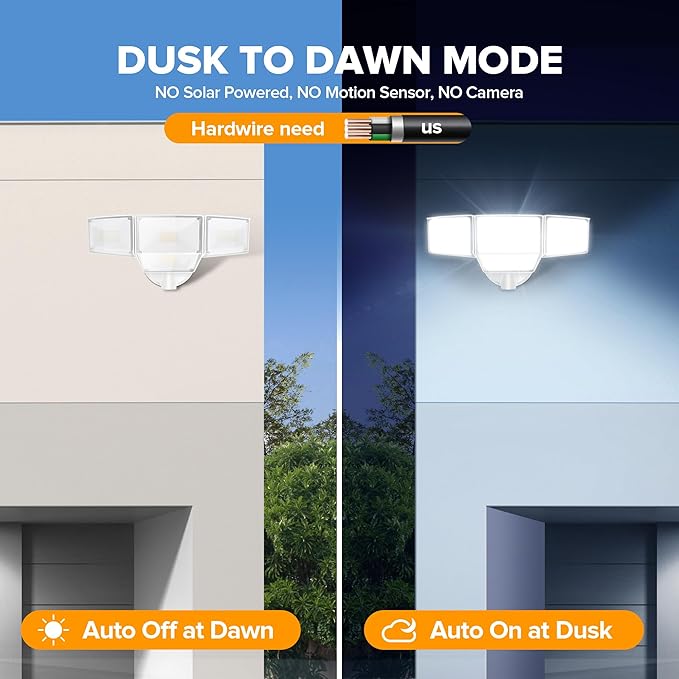 LUTEC 80W Dusk to Dawn Flood Lights Outdoor, 9000LM Super Bright LED Security - Image 4