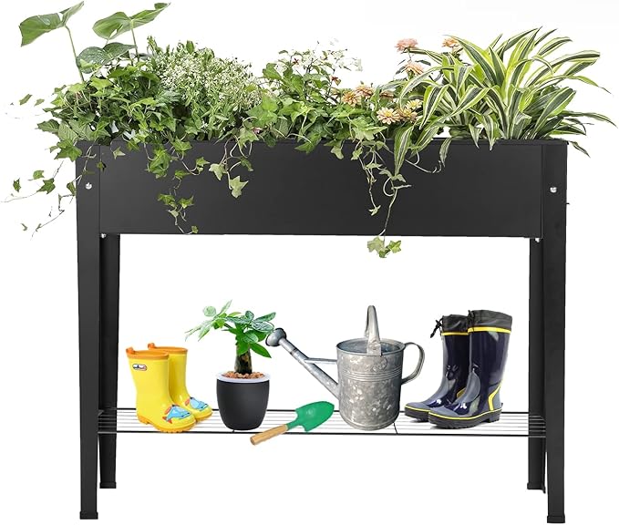 Piksedo Raised Garden Bed, Elevated Planter Metal Plant Box by VEOAY