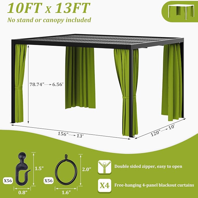 Gazebo Universal Replacement Privacy Curtain, 4-Panels Sidewall Curtains - Image 2