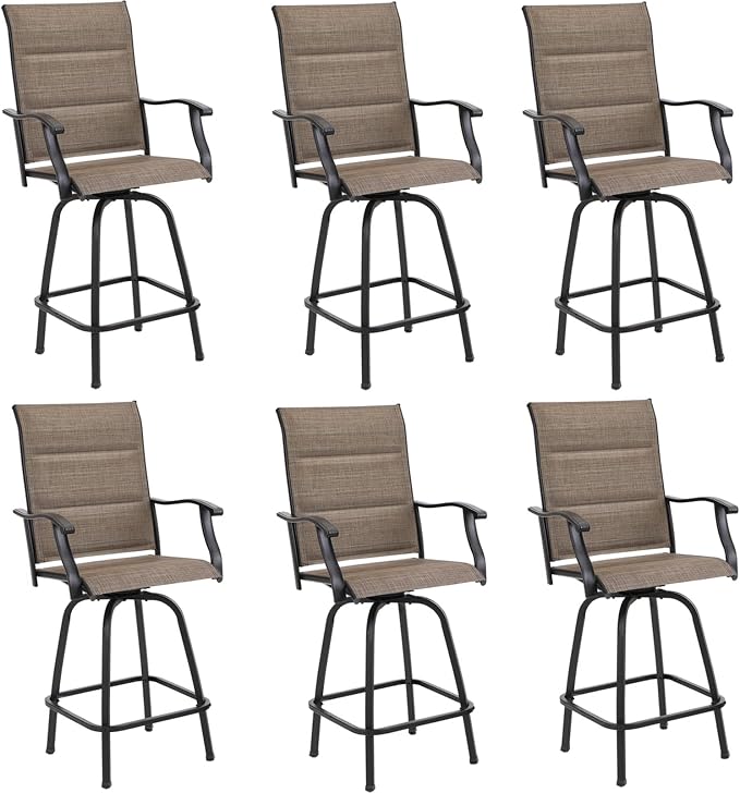 PHI VILLA Outoor Swivel Bar Stools Set of 6 by PHIVILLAThepioneerofcomfortablehouseholdsupplies