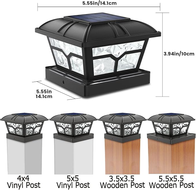 SIEDiNLAR Solar Post Cap Lights Outdoor 2 Color Modes 8 LEDs - Image 3