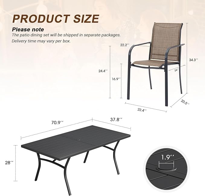 VICLLAX 9 Pieces Patio Outdoor Dining Set - Image 2