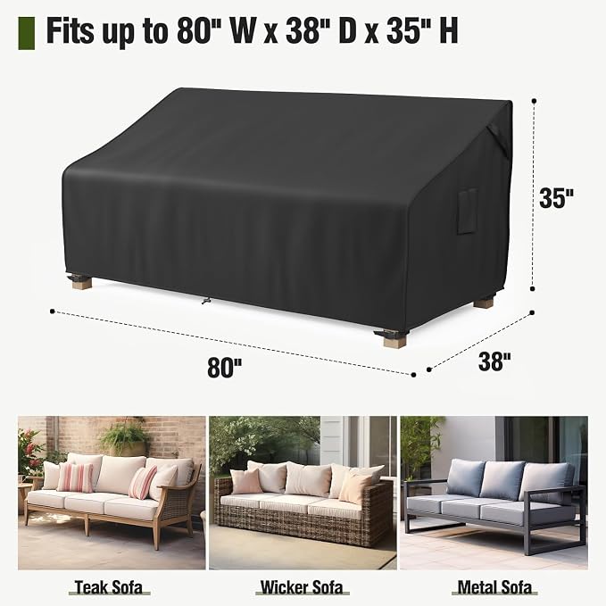 MR. COVER 3-Seater Outdoor Couch Cover Waterproof, 80 Inch Patio Furniture Cover - Image 2