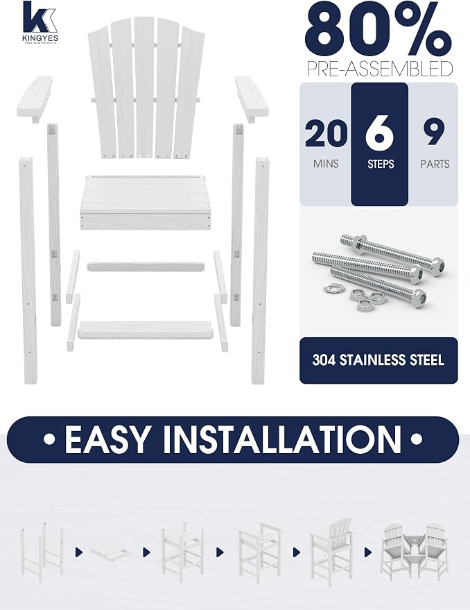 KINGYES Tall Adirondack Chair Set of 2 - Image 5