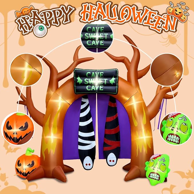 Kalolary 10 FT Halloween Inflatables Archway Outdoor Decorations, Ghost Tree - Image 5