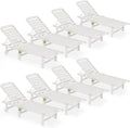 SERWALL Outdoor Chaise Lounge Set of 8, HDPE Pool Lounge Chairs by SERWALL