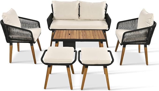 6-Piece Rope Patio Furniture Set, Outdoor Furniture - Image 4