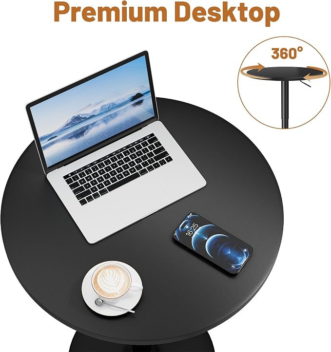 Flamaker Round Bistro Pub Table 23.6 Inch Height Adjustable 360° Swivel Bar - Image 7