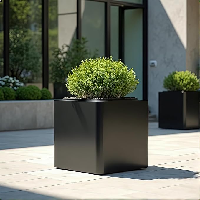 Large Metal Square Planter 26" L x 26" W x 26" H, Heavy Duty Black Large - Image 2