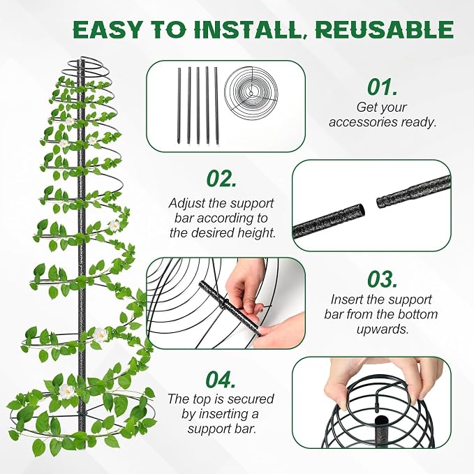 Spiral Trellis for Climbing Plants Outdoor, 45 Inch Tall Heavy Duty Metal - Image 6