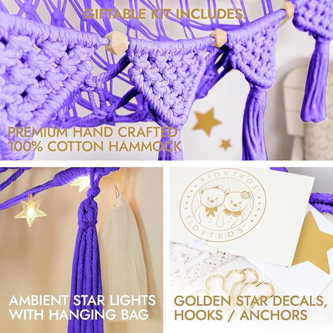 Macrame DreamLights Boho Stuffed Animal Storage Net Hammock Extra Large Plush - Image 2