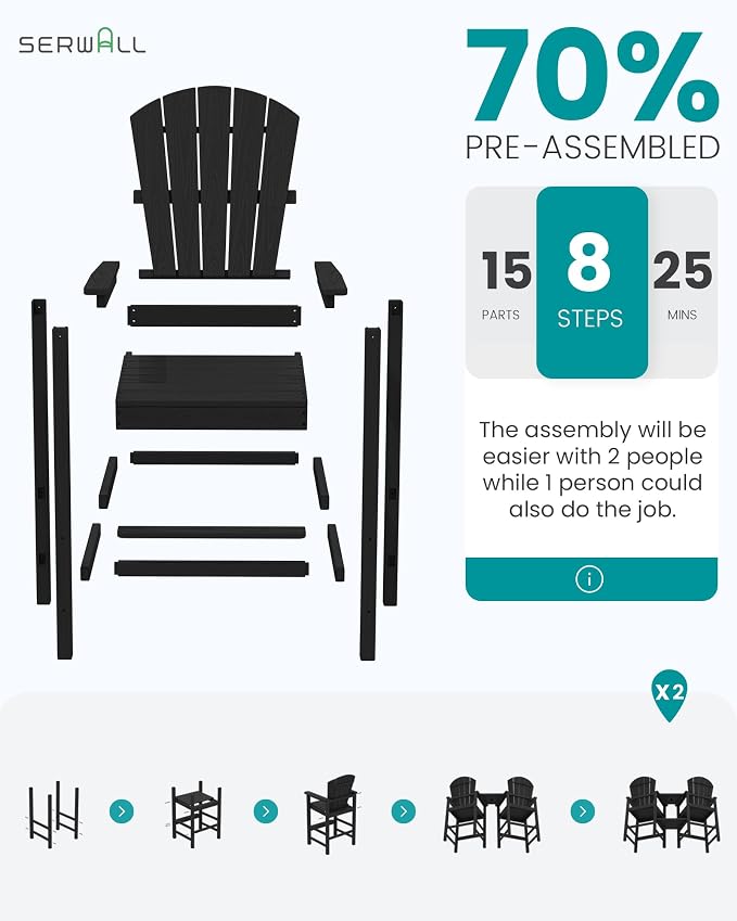 SERWALL Tall Adirondack Chairs Set of 2 - Image 7