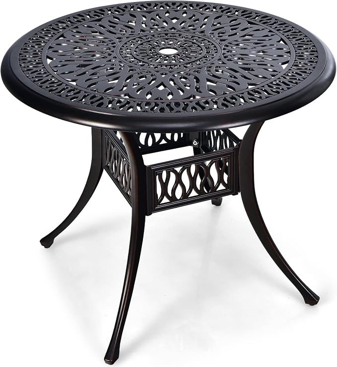 Tangkula 36 Inch Outdoor Dining Table, Round Cast Aluminum Patio Dining Table by TANGKULA