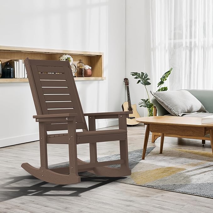 GREENVINES Outdoor Rocking Chairs | Porch Rocker | HDPE Plastic | Wood Grain | - Image 2