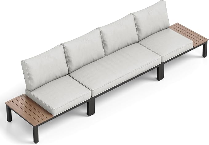 PHI VILLA 3 Pieces Outdoor Patio Furniture Set, Metal Frame Modern Outdoor - Image 8