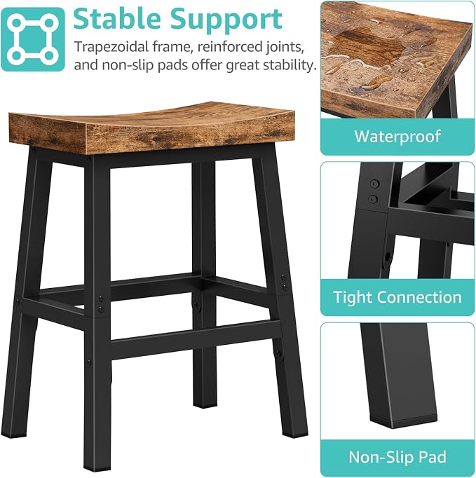 Rustic Bar Stools, 24 Inch Barstools, Counter Height Stools - Image 8