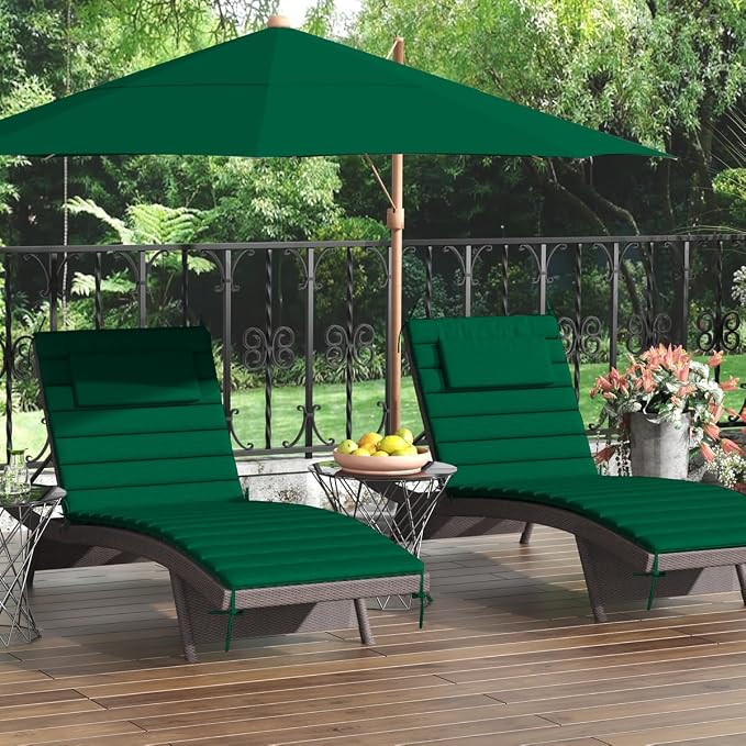 Sundale Outdoor Olefin Quilted Lounge Cushion Set of 2, Patio Foldable Chaise - Image 9