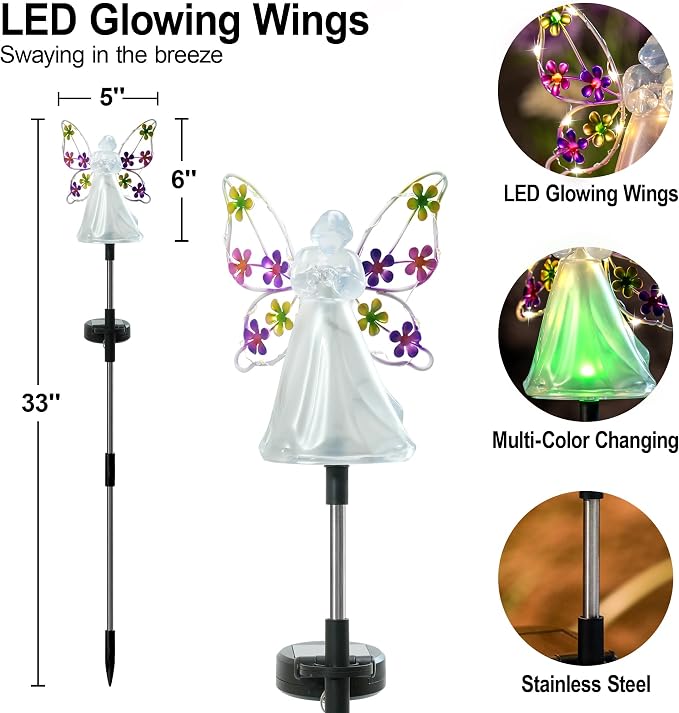 Angel Solar Lights for Cemetery Memorial Gift Grave Decorations Solar Angel - Image 8